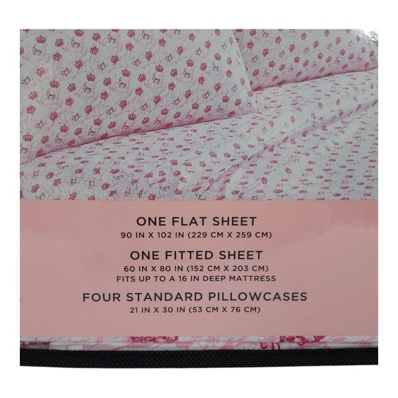 Juicy Couture Queen Sheet Set 4 Pillowcases Marble Hot Pink Microfiber Soft Styl - Picture 3 of 7